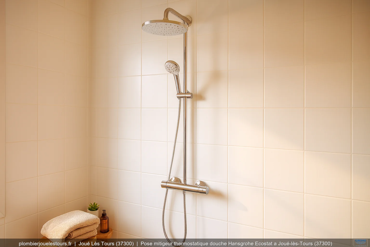 Pose mitigeur thermostatique douche Hansgrohe Ecostat a Joué-lès-Tours (37300)